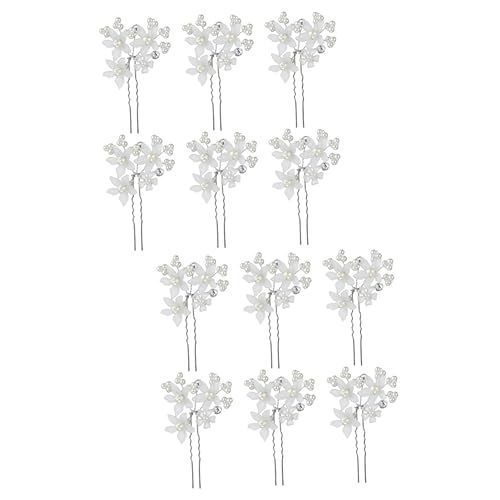 HONMEET 12stücke U-förmige Haarspangen Mit Weißen Perlen Und Blumen Eleganter Haarschmuck Für Braut Damen Und Mädchen Für Hochzeiten Partys Und Besondere Anlässe von HONMEET