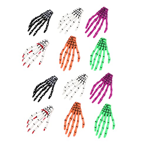 HONMEET 12 Stück Skelett-haarspangen Für Damen Hand-haarspangen Halloween-accessoires Aus Kunststoff von HONMEET