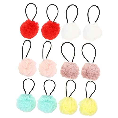 HONMEET 12stücke Plüschbälle Pferdeschwanzhalter Haarclips Elastische Haarbänder Flauschige Haarseile Für Mädchen von HONMEET