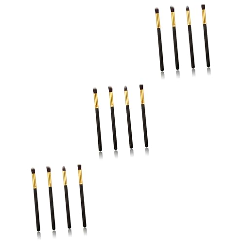 HONMEET 12stücke Teiliges Augen-make-up-pinselset Für Lidschatten Blending Und Foundation Weiche Haarborsten Für Empfindliche Haut Tragbares Kosmetik-tool Schwarz Und Gold Für Reisen von HONMEET