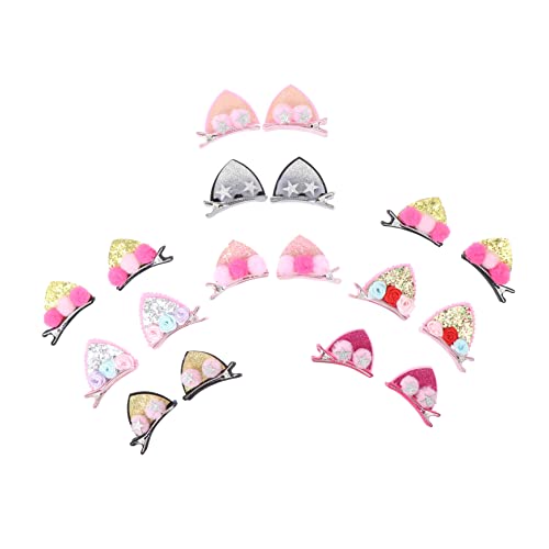HONMEET 18stücke Katzenohr-form Glitzer-pailletten Haarspangen Junge Mädchen Haarnadeln Haar-accessoires Haarschmuck Deko-haarnadeln von HONMEET