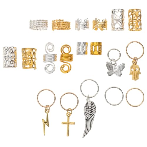 HONMEET 185stücke Teiliges Dreadlock Charms Und Haarschmuck Aus Metall Hochwertige Accessoires Für Zöpfe Und Dreadlocks Für Partys Und Besondere Anlässe von HONMEET