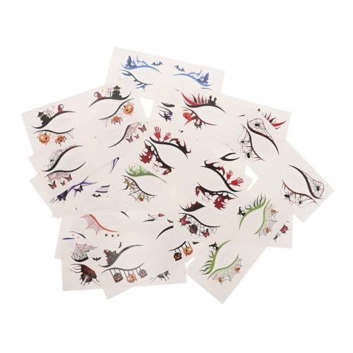 HONMEET 19 Stück Halloween Tattoo Aufkleber Spinnennetz Gesichtstattoo Fledermaus Halloween Eyeliner Tattoos Spinnennetz Eyeliner Aufkleber Make Up Gesichtstattoo von HONMEET