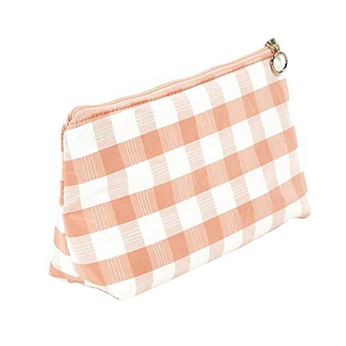 HONMEET 1stück Tragbare Kosmetiktasche Karomuster Leichte Langlebige Make-up Tasche Für Damen Mit Glattem Reißverschluss Für Und Alltag von HONMEET