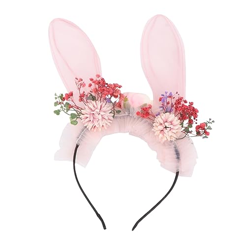HONMEET Kaninchenohr Stirnband Mit Blume Kopfschmuck Lange Ohr Haarband Party Ostern Hase Ohr Haarreifen Zubehör Hasenhaar Zubehör Für Kostümpartys Und Feste von HONMEET