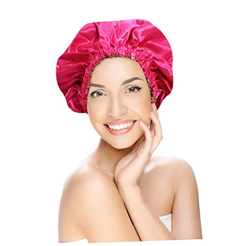 HONMEET 1stück Doppellagige Satin Schlafmütze Für Damen Verstellbar Und Elastisch Rosa Für Geschmeidige Haare Haarschutz Beim Schlafen Make-up Und Gesichtspflege von HONMEET