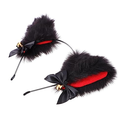 HONMEET 1stk Glocke Katzenohr Stirnband Katzenohren Aus Spitze Katzenmotiv Halloween-katzenohr Kopfhörer Für Mädchen Kopfschmuck Mit Katzenohren Hörner Stirnband Plüsch Katzenohren Stoff von HONMEET