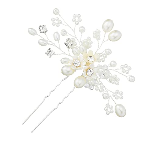 HONMEET 1stück Handgemachte Braut Haarnadel Mit Perlen Und Strass Hochzeits Haarschmuck Für Frauen Silberne Haarspange Für Braut Brautjungfern Und Blumenkinder von HONMEET