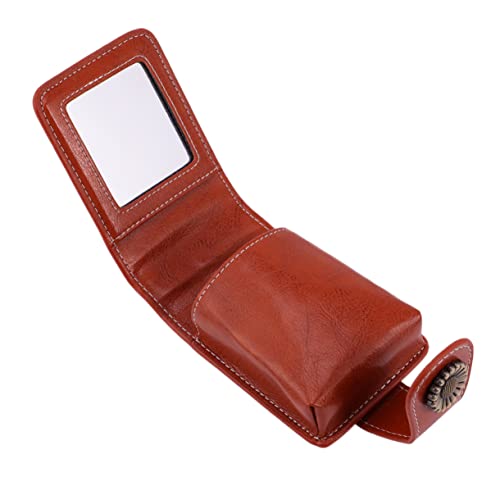 HONMEET 1stück Pounch Lipstick Case Mit Spiegel Pu Kosmetik Organizer Für Lippenstifte Und Tragbar in Weinrot Für Unterwegs von HONMEET