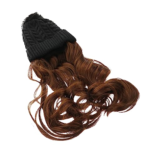 HONMEET 1pc Damen Gestrickte Perücke Kappe Mit Locken Hat Bequeme Synthetische Haarteil Verkleidung Hut von HONMEET