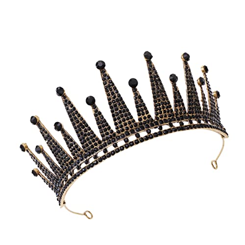 HONMEET 1stk Schwarze Krone Barockes Stirnband Quinceanera Diademe Und Kronen Für Kopfschmuck Für Die Braut Schwarze Diademe Aus Strass Für Die Braut Vintage Hochzeit Tiara Black Legierung von HONMEET