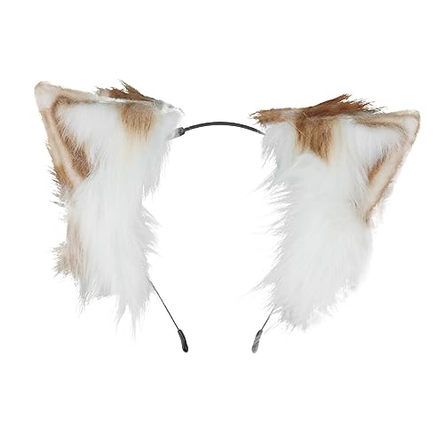 HONMEET Niedliches Tierohren Haarband Verstellbarer Dekorativer Haarreif Für Festivals Cosplay Kostümpartys Und Rollenspiele Flauschiges Zubehör Camel Und Weiß von HONMEET
