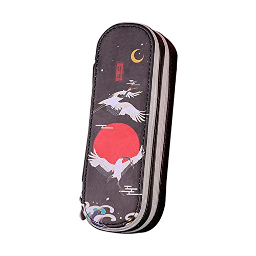 HONMEET Ästhetisches Federmäppchen Im Chinesischen Stil Doppellagige Stifttasche Aus Hochwertigem Pu-Material Mit Platz Für Stifte Bleistifte Und Lineale Leicht Und Tragbar Für Lehrer von HONMEET