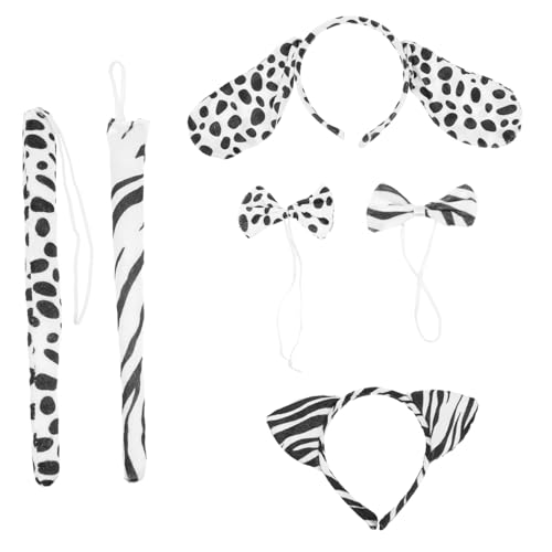 HONMEET 2sätze Tierkostüm Kopfband Mit Und Fliege Cartoon Tierhaarschmuck Für Junge Mädchen Für Karneval Themenpartys Und Cosplay Zebra Dalmatiner von HONMEET
