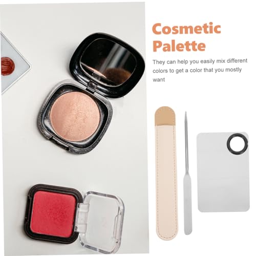 HONMEET 2 Sätze Kosmetik Mischpalette aus Edelstahl mit Spatel und Lederetui Robustes Nail Art Werkzeug für Make up Nagelpflege zum Mischen von Lippenstift Lidschatten Foundation Gel und von HONMEET