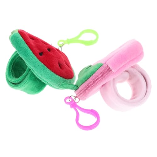 HONMEET 2 Stck Obst motiv Slap armbänder für Niedliche Erdbeer Wassermelonen designs Weiche Plüscharmbänder Einfach Anzulegen Geschenk für Mädchen und Partyspaß von HONMEET