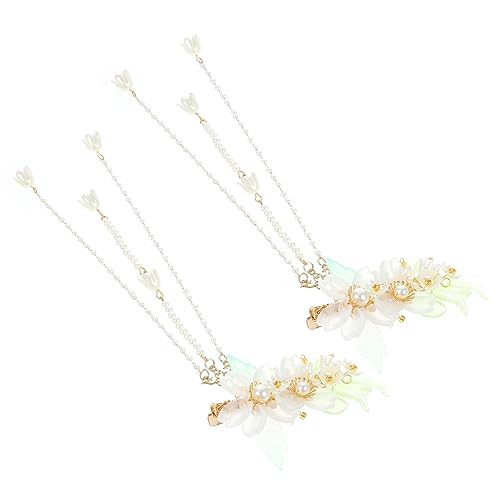 HONMEET 2stücke Blumen Haarspangen Mit Quaste Und Perlen Für Damen Chinesische Haaraccessoires Zum Binden Dekorativ Für Alltag Und Partys von HONMEET