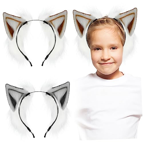HONMEET 2 Stück Stirnbänder Mit Pelzohren Fuchsohren Haarreifen Plüsch-tierohren Stirnbänder Mit Simulierten Tierohren Wolfsohren Katzenohren von HONMEET