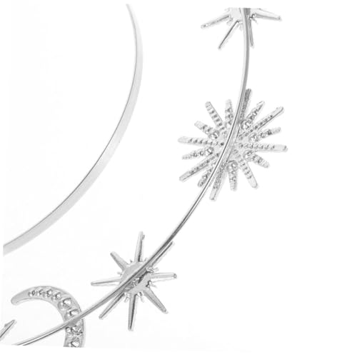 HONMEET 2 Stück Doppelter Metall Haarreif mit Sechsstrahligem Stern und Mond Stabiles Rutschfestes Stirnband für Frauen Modisches Goddess Accessoire für Hochzeiten Partys und von HONMEET