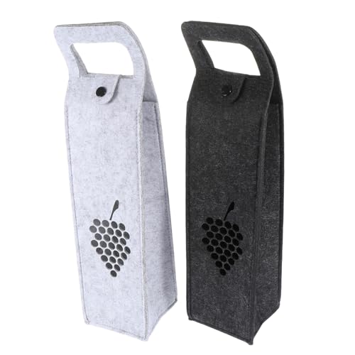 HONMEET 2 Stück Filz weintaschen mit Tragegriff Wiederverwendbare Umweltfreundliche Flaschenbeutel in Dunkelgrau Robuste Geschenkverpackung für Rotwein für Party und Weihnachten von HONMEET