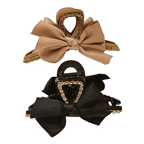 HONMEET 2stücke Haarclips Für Mädchen Haarspangen Praktische Haarklammern Für Hairstyling Für Alltags Und Festanlässe Schwarz Und Khaki von HONMEET