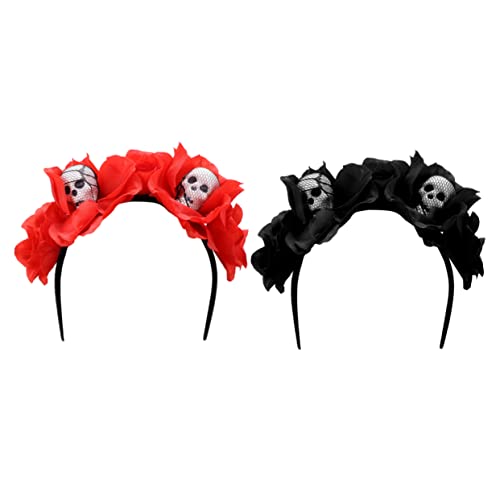 HONMEET 2 Stück Halloween Stirnband Gruseliger Blumenschädel Haarschmuck Für Halloween-partys von HONMEET