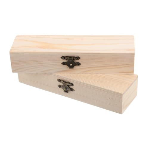 HONMEET 2 Stück Handbemalte Holzstiftebox Multifunktionaler Vintage Pencil Organizer Kompakte Schreibwaren Box zum DIY Gestalten Kreatives Kunstprojekt für Erwachsene von HONMEET
