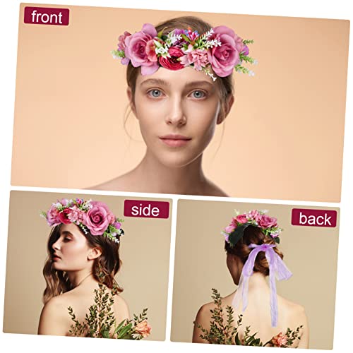 HONMEET 2 Stück Handgemachte Blumenkrone Haarband mit Großen Rosen für Hochzeiten Partys und Fotoshootings Leichtes Accessoire für Damen mit Romantischem Design von HONMEET