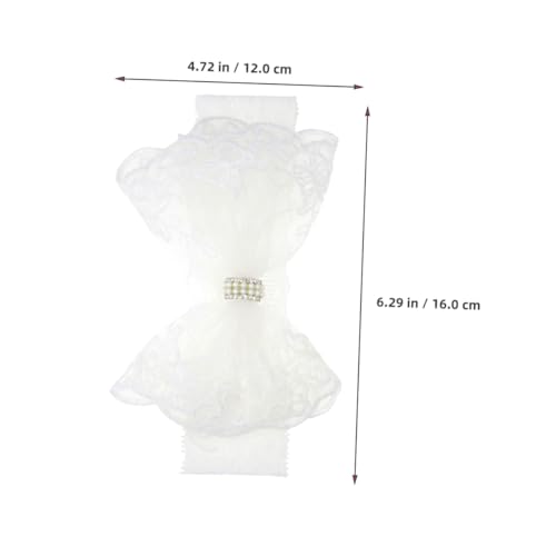 HONMEET 2 Stück Junge Mädchen Stirnband Weiß Spitzen schleifen Haarband Neugeborene Kleinkinder Weiches Elastisches Kopfbedeckung Komfortables Sicheres Tragen Niedliches Accessoire Für von HONMEET