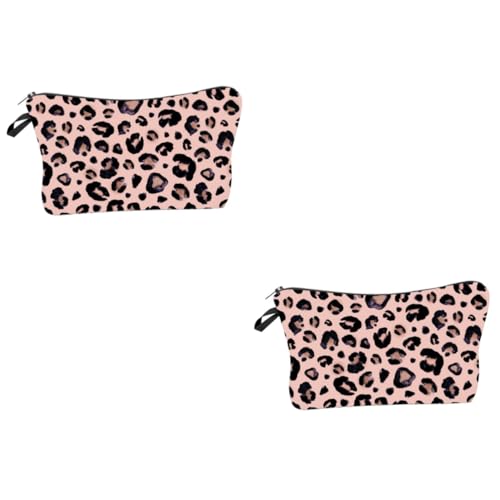 HONMEET 2 Stück Reise-Make-up-Tasche Mit Leopardenmuster Kompakte Tragbare Kosmetik-Aufbewahrungstasche Für Frauen von HONMEET