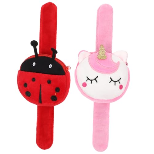 HONMEET 2 Stück Slap Bracelet Kuscheliges mit Geldbörse Weiß und Marienkäfer Motiv Weiches Hautfreundliches Material als Geschenk für Mädchen und Jungen von HONMEET