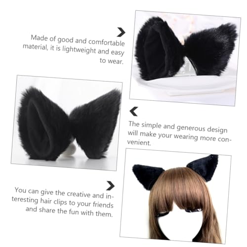 HONMEET 2 Stück Teiliges Katzenohren Haarspangen für sicheren Sitz für Cosplay Maskenball und Partys Schwarzes Haarklammern für Mädchen Vielseitiges Kostümzubehör von HONMEET