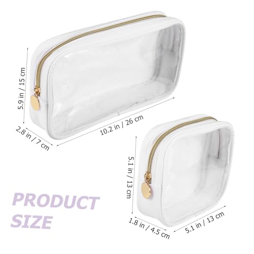HONMEET 2 Stück Teiliges Kosmetiktaschen PVC Halbtransparent mit Reißverschluss Strapazierfähige Make Up Tasche Damen Weiche Toiletry Bag Mittlere und Mini für Reise und Alltag von HONMEET