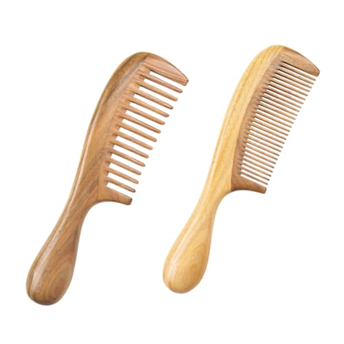 HONMEET 2 Stück Teiliges Sandelholz Massagekamm Natürlicher Hautfreundlicher Haarkamm mit Glatten Zähnen Langlebig und Antistatisch für Frauen zur Kopfhautpflege und Haarglättung von HONMEET