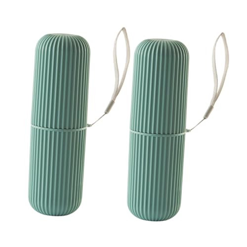 HONMEET 2 Stück Teiliges Tragbares Zahnbürsten aufbewahrungsset aus Robustem Kunststoff mit Aufhängeschlaufe Sicherem Schraubverschluss und Multifunktionalem Organizer für Reisen Camping von HONMEET