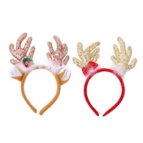 HONMEET 2er Set Weihnachts Haarschmuck Haaraccessoires ädchen Stirnband Mit Großen Glitzer Elchgeweihen Ideal Für Partys Und Festliche Anlässe Und von HONMEET