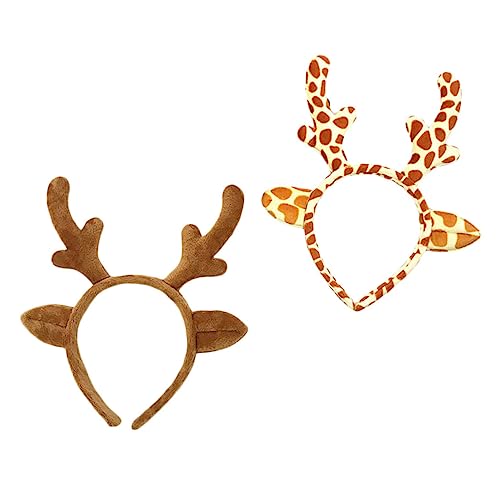 HONMEET Hirschgeweih Stirnband Weihnachtskopfschmuck 2 Stück Stoffmaterial Unschädlich Weihnachtskostüm Passend von HONMEET