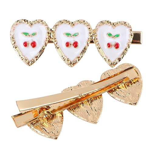 HONMEET 2stücke Haarspangen Mit Buntem Herzdesign Für Mädchen Und Frauen Kreative Haaraccessoires Im Erdbeer Und Kirschmuster Für Festliche Anlässe Und Alltägliche Looks von HONMEET