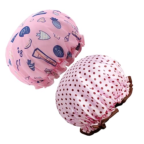 HONMEET 2-teilig Doppelwandig Duschhauben Aus Eva Badehauben Für Damen Effektiv Schützt Haar Vor Nässe Beim Duschen von HONMEET