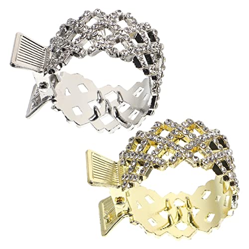 HONMEET 2 Stück Metall-haarspangen Für Damen Strass-haarklammern Haarschmuck Kleine Klammern Pferdeschwanz-clip von HONMEET