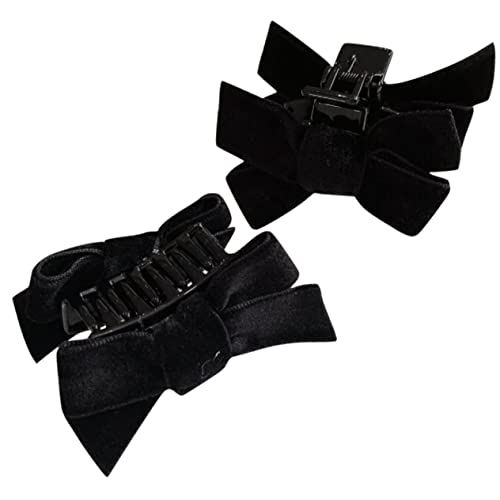 HONMEET 2stücke Haarschleifenclips Für Mädchen Und Frauen Kleine Haar Clips Mit Schleife Schwarze Haarschleifen Druckknopf-haarspangen Für Feines Und Dünnes Haar von HONMEET