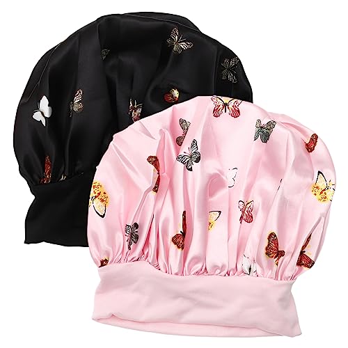 HONMEET 2stücke Schlafmütze Für Damen Aus Weichem Material Bequeme Haube Zum Schlafen Tragbar Und Angenehm Zu Tragen Satin-haube Für Haarschutz von HONMEET
