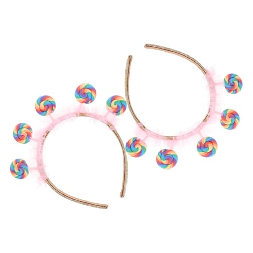 HONMEET 2stücke Süßigkeiten-haarreifen Für Mädchen Rosa Lollipop Kopfband Accessoire Für Geburtstagsfeiern Und Events Charmantes Design Für Kleine Prinzessinnen von HONMEET