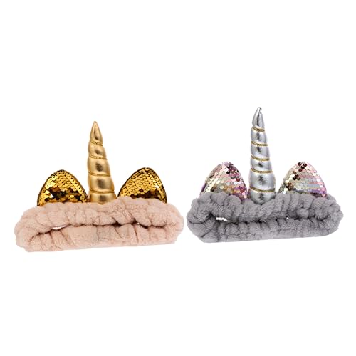 HONMEET 2stücke Einhorn Glitzer Haarband Für Halloween Und Weihnachten Haarschmuck Mit Silbernen Und Goldenen Ohren Für Partys Und Alltag von HONMEET