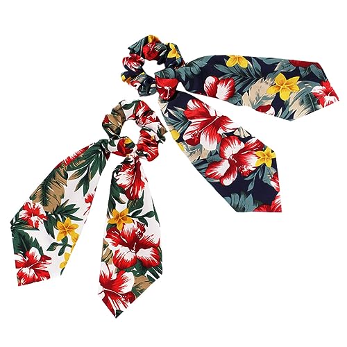 HONMEET 2 Stück Haarbänder Hawaii-blumenmuster Elastische Haargummis Dekorativer Haarschmuck Für Damen von HONMEET