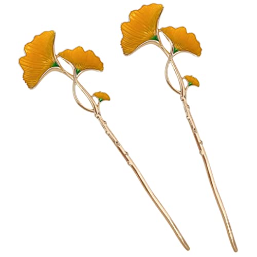 HONMEET 2stücke Vintage Haarstäbchen Aus Ginkgoblatt-design Haarstäbe Für Langes Haar Hochsteckfrisur-haarstäbchen Haarschmuck Für Frauen Retro-haarstäbchen von HONMEET