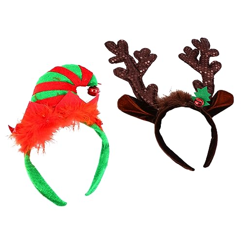 HONMEET 2er Satz Weihnachts Stirnbänder Geweih Haarband Kopfschmuck Haarschmuck Für Party Festive Haarreifen Leicht Und Langlebig von HONMEET