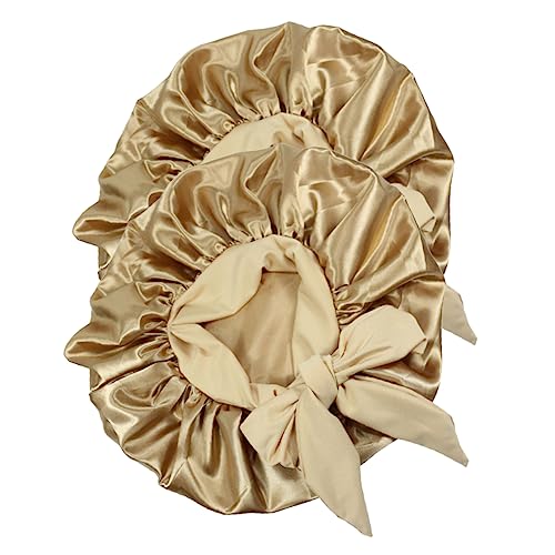 HONMEET 2stücke Satin Haube Zum Schnüren Glatte Schlafhaube Für Erwachsene Elastische Haarhaube Zum Schlafen Satin-schlafturban Für Frauen Wiederverwendbare Badehaube von HONMEET