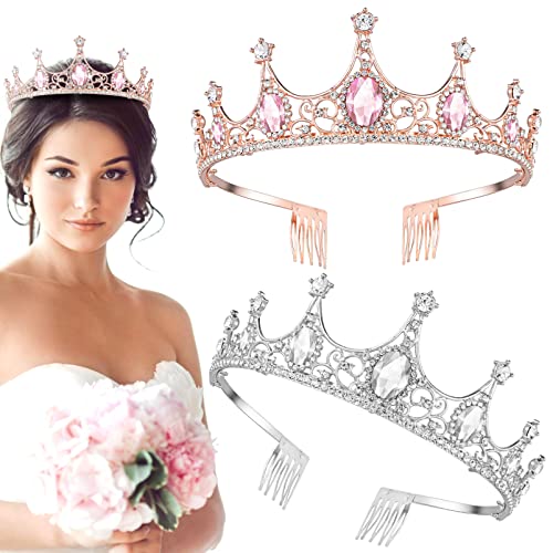 HONMEET 2stücke Mädchen Tiara Hochzeit Krone Strass Haarschmuck Braut Crowns Alloy Krone Für Feierlichkeiten von HONMEET