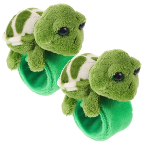HONMEET 2stücke Plüsch Tier Slap Armbänder Schildkröte Tragbare Kuscheltiere Für Partys Kindergeburtstagsgeschenke Dekoration Und Mitgebsel Grün von HONMEET